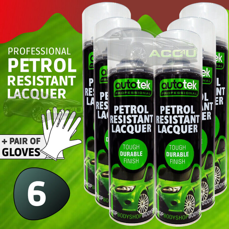 6 x Autotek PETROL RESISTANT Clear Lacquer Spray Paint Professional Bodyshop+G+C✅