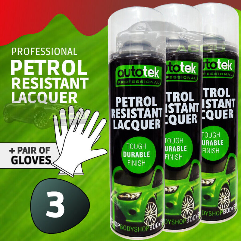 3 x Autotek PETROL RESISTANT Clear Lacquer Spray Paint Professional Bodyshop+G+C✅