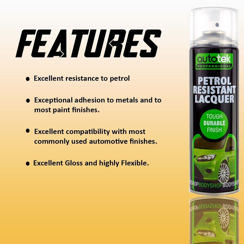 6 x Autotek PETROL RESISTANT Clear Lacquer Spray Paint Professional Bodyshop+G+C✅