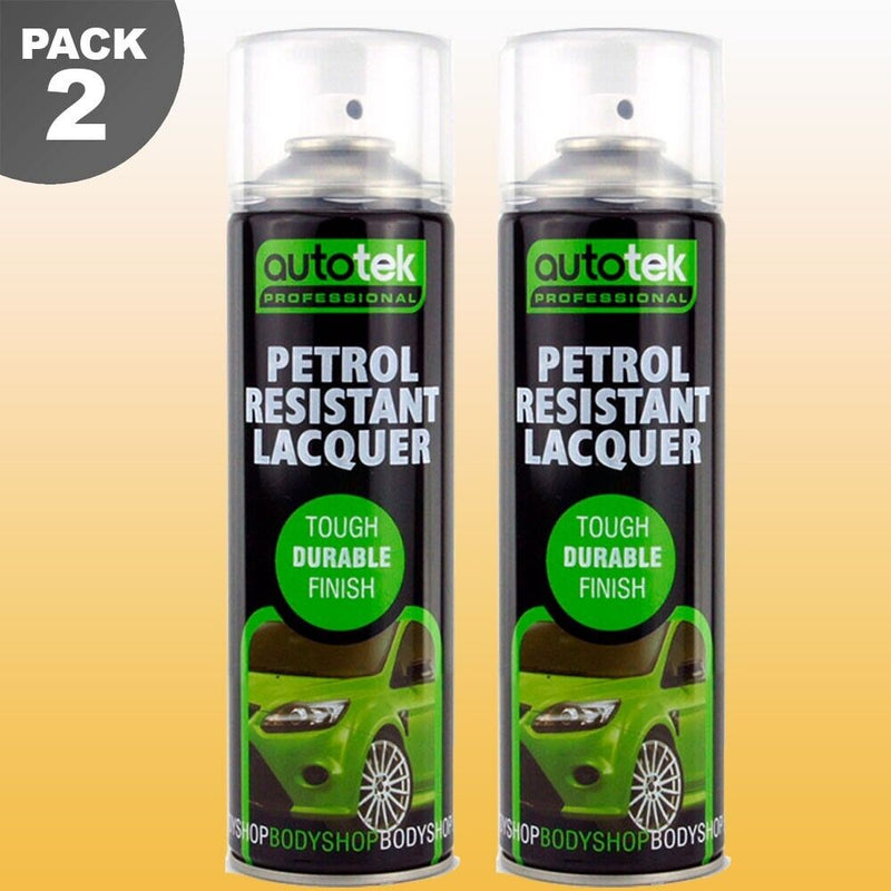 2 x Autotek PETROL RESISTANT Clear Lacquer Spray Paint Professional Bodyshop+G+C✅