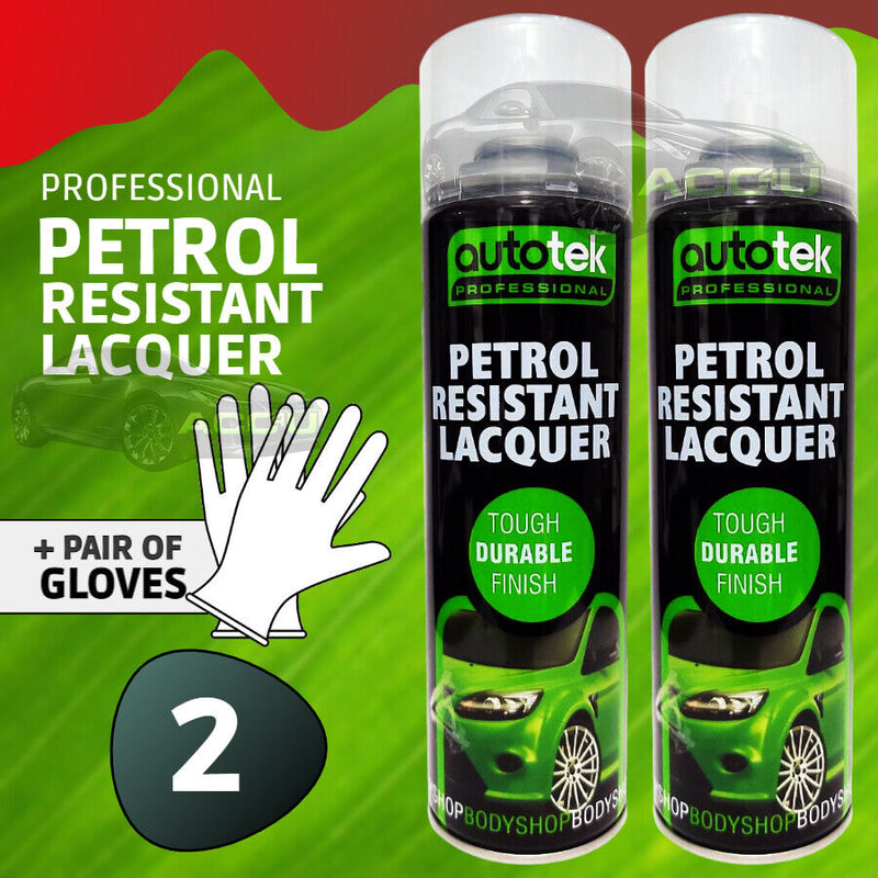 2 x Autotek PETROL RESISTANT Clear Lacquer Spray Paint Professional Bodyshop+G+C✅