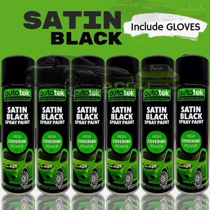 12x Autotek SATIN BLACK Spray Paint Professional High Covering Power Cans +G+C✅