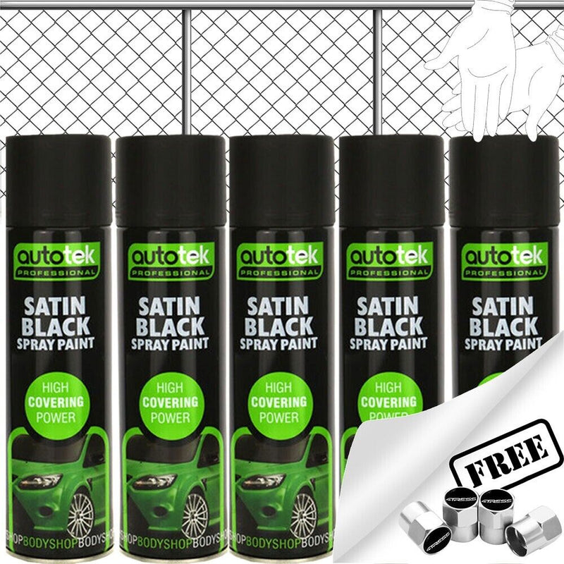 Autotek Satin Black Spray Paint 5 Cans