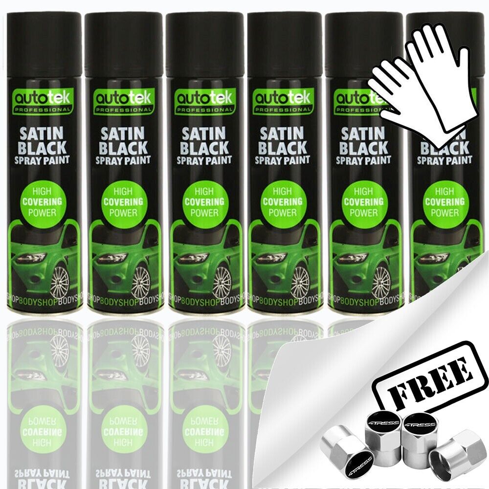 Autotek Satin Black Spray Paint 6 cans