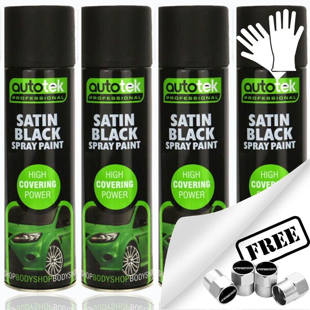 Autotek Satin Black Spray Paint 4 cans