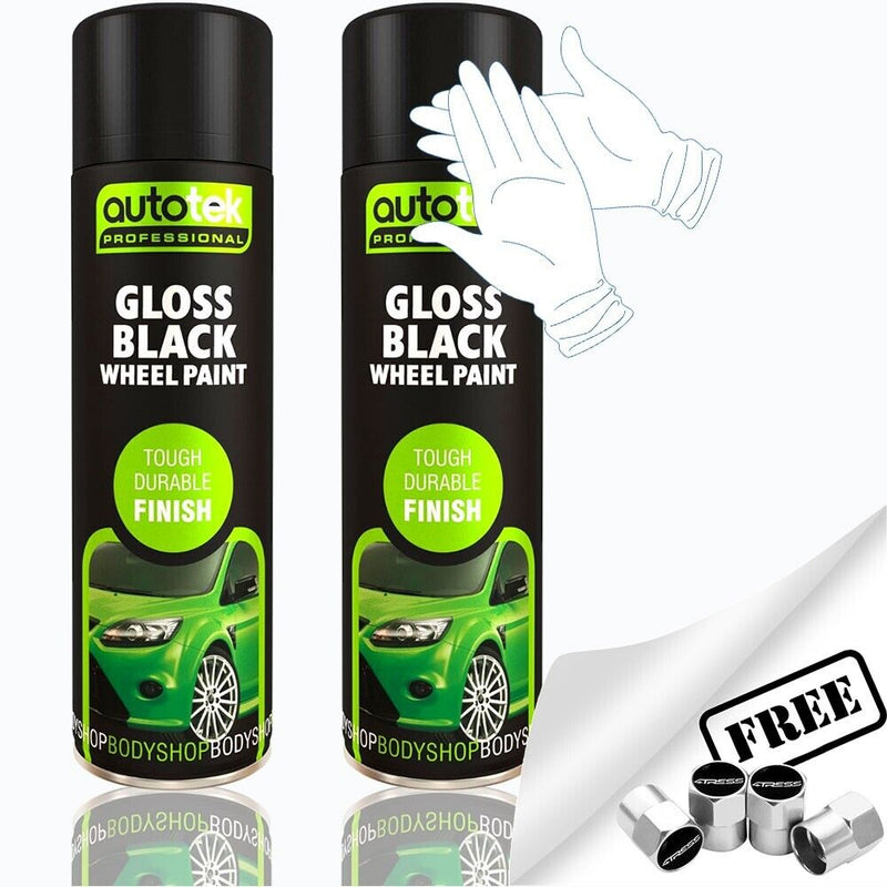 Autotek Gloss Black wheel paint 2 cans