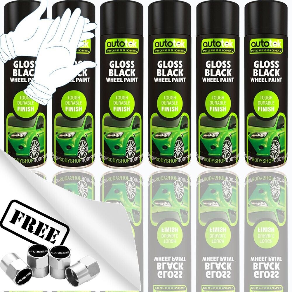 Autotek Gloss Black Wheel Paint 6 cans