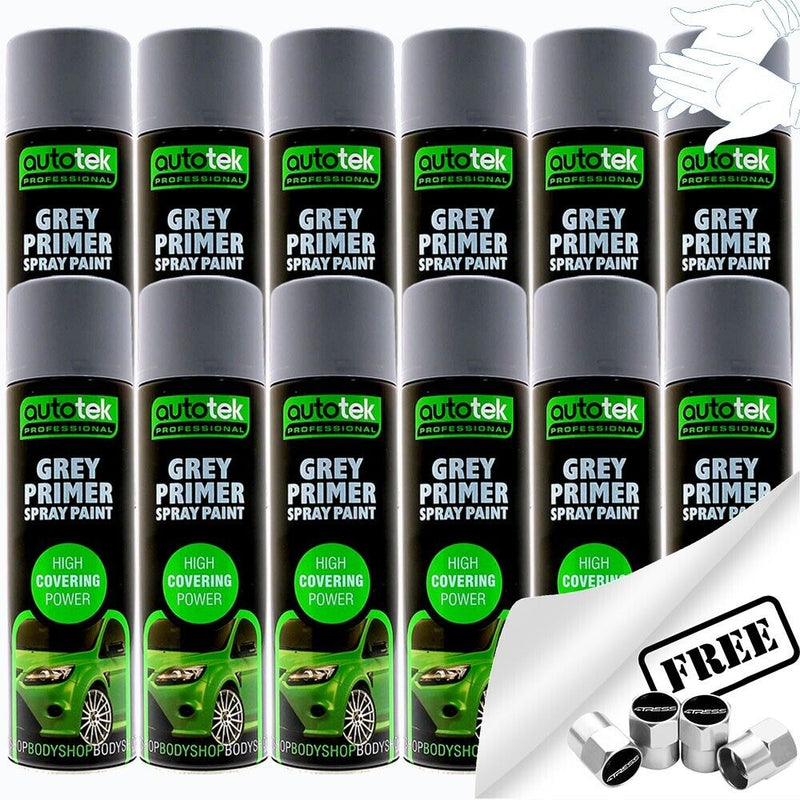 Autotek Grey Primer Spray Paint 12 cans