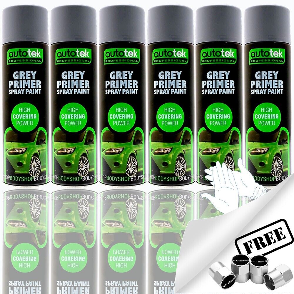 Autotek Grey Primer Spray Paint 6 cans