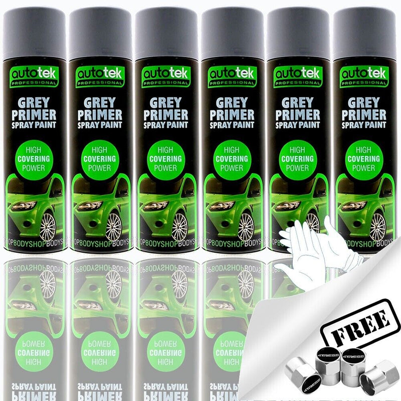 Autotek Grey Primer Spray Paint 6 cans