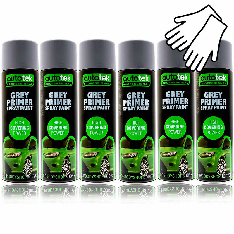 6 x Autotek GREY PRIMER Aerosol Spray Paint Professional High Covering Power+G+C✅