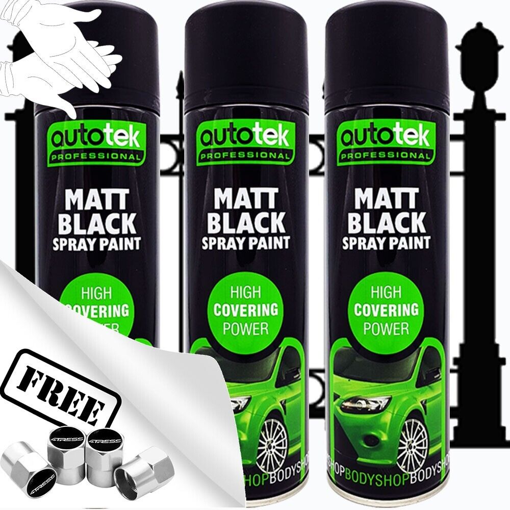 Autotek Matt Black Spray Paint 3 Cans