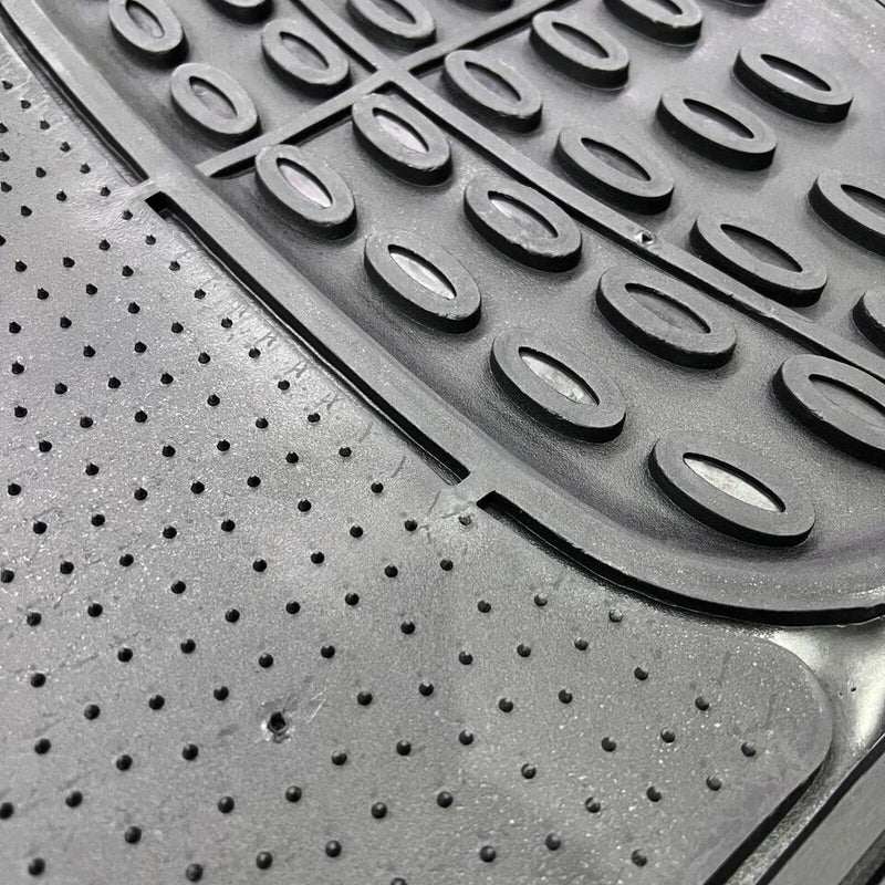 Black Shiny BLUE Car Rubber Mats Metallic Heavy Duty Non Slip +Caps