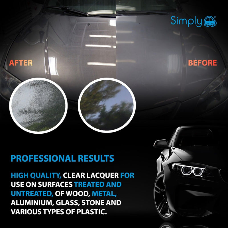 4x Simply CLEAR LACQUER Spray Paint For Metal Wood Plastic Stone 500ml SP-023 +Caps