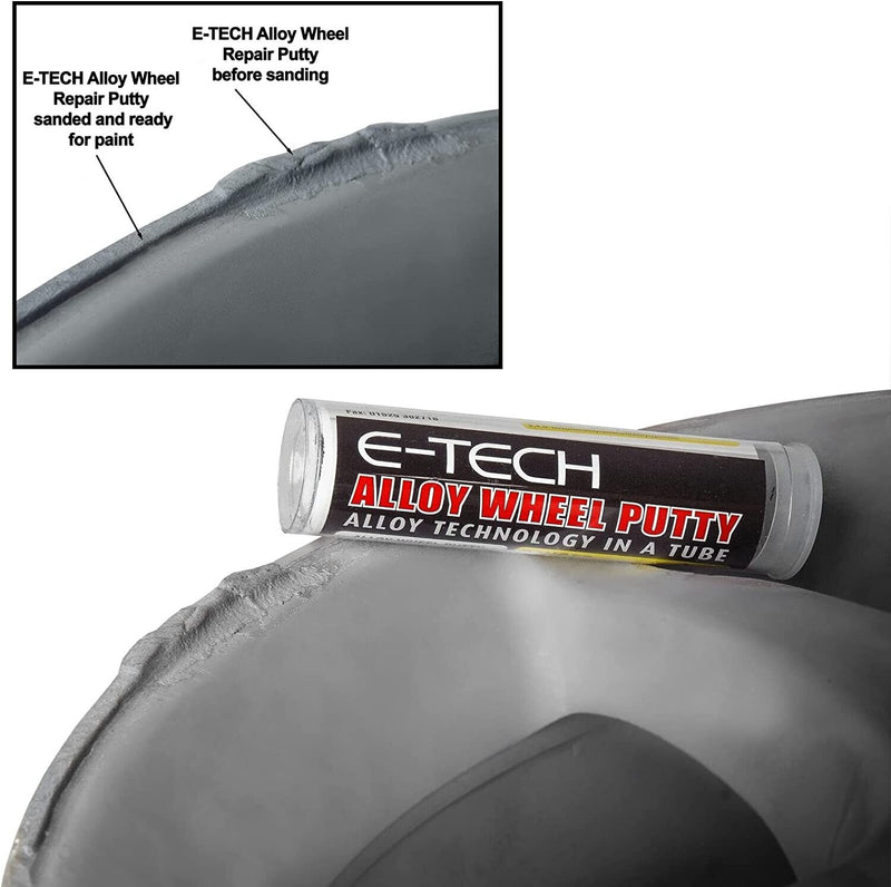 E-Tech SILVER Car Alloy Wheel Wheels Refurbishment Spray Paint Lacquer Repair Kit +Caps