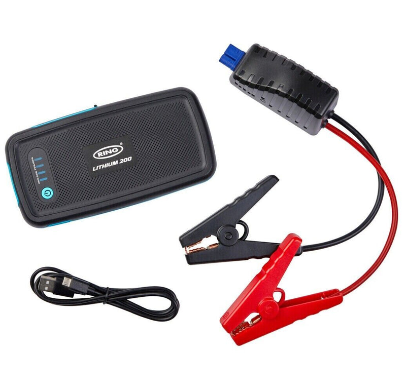 Ring RPPL200 12v 300A Mini Portable Lithium Car Battery Jump Starter Power Bank +Caps