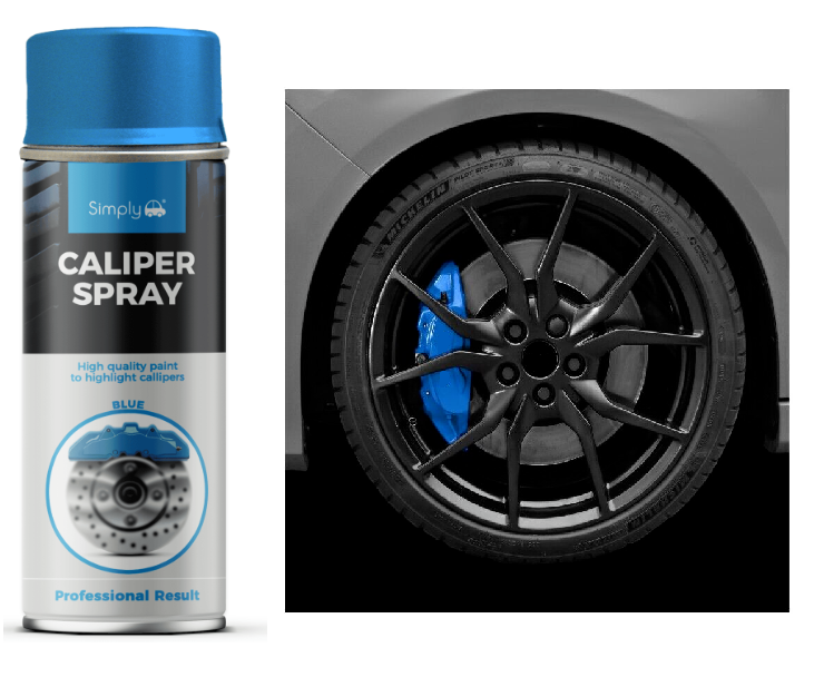 2 x Simply Car Brake Caliper BLUE Spray Paint Heat Resistant High Quality +Caps