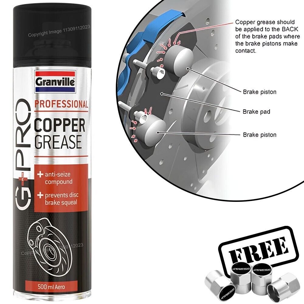 G+PRO Car Brake Calipers Pads Squeal Noise Anti Seize Copper Spray Grease + Caps