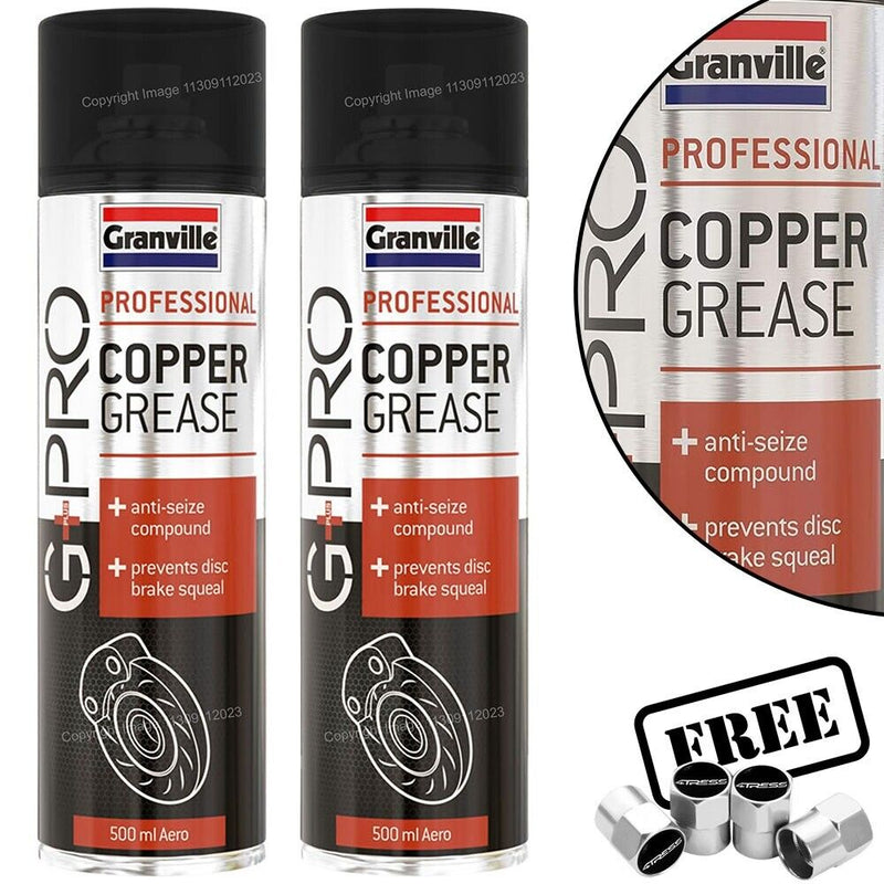 2x G+PRO Car Brake Calipers Pads Squeal Noise Anti Seize Copper Spray Grease + Caps