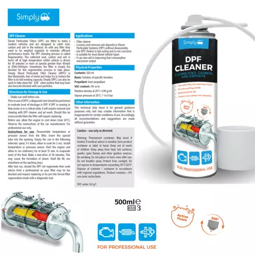 Simply DPF Cleaner Diesel Particulate Filter Cleaner Foam 500ML Aerosol Spray