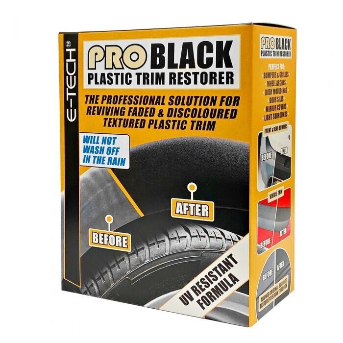 E-TECH Pro Car Black Plastic Trim Restorer 236ml Satin Finish to Faded +Caps