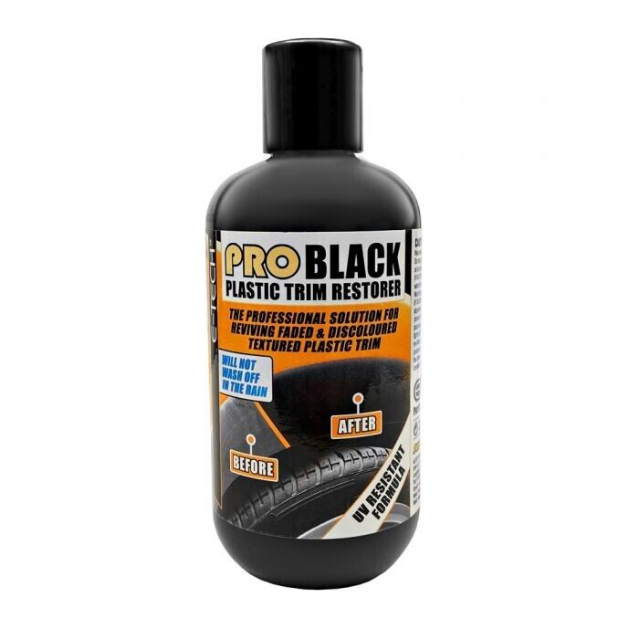 E-TECH Pro Car Black Plastic Trim Restorer 236ml Satin Finish to Faded +Caps