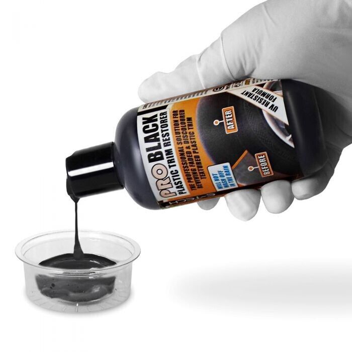 E-TECH Pro Car Black Plastic Trim Restorer 236ml Satin Finish to Faded +Caps