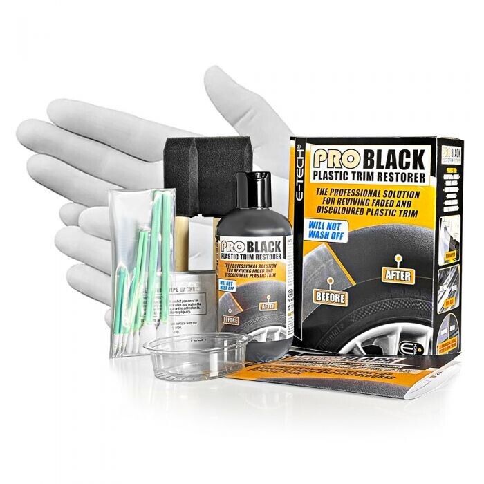 E-TECH Pro Car Black Plastic Trim Restorer 236ml Satin Finish to Faded +Caps