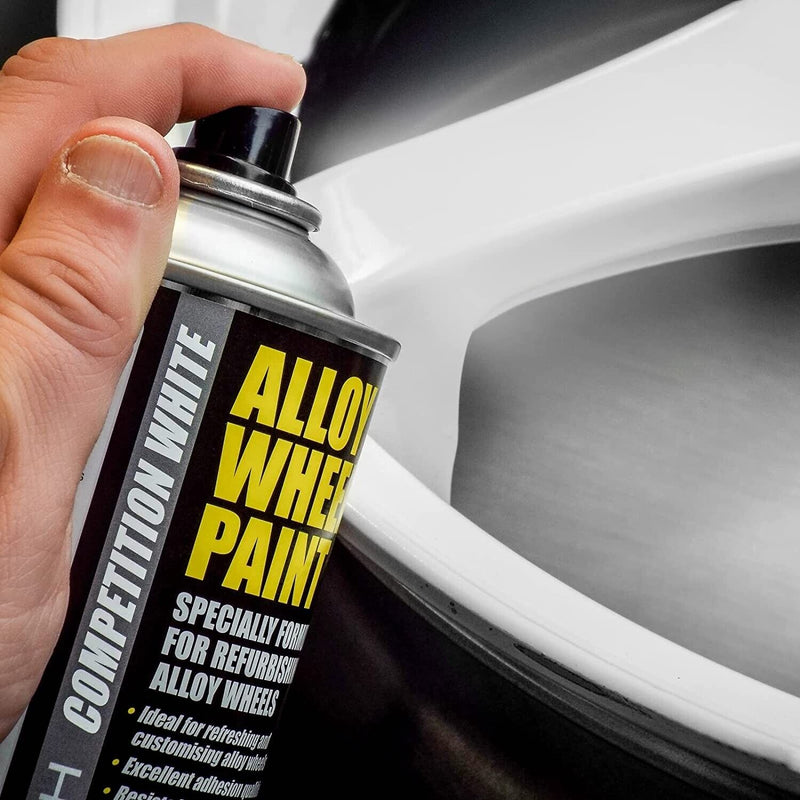 E-Tech WHITE Car Alloy Wheel Spray Paint +Clear Lacquer Refurbishment Deal +Caps