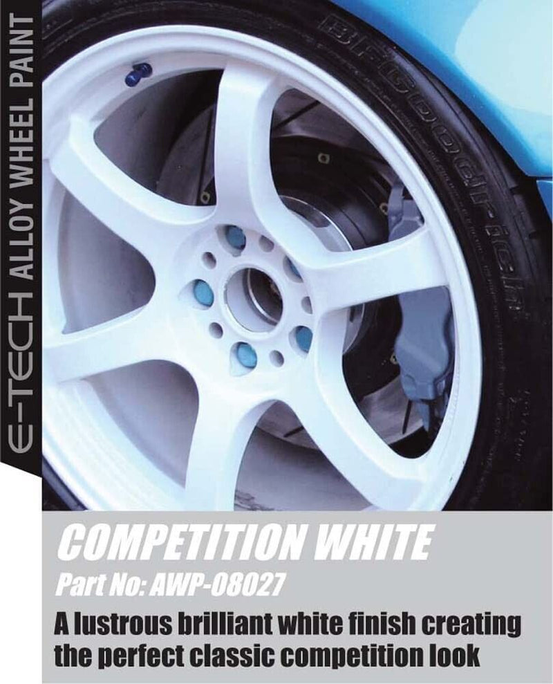 E-Tech WHITE Car Alloy Wheel Spray Paint +Clear Lacquer Refurbishment Deal +Caps