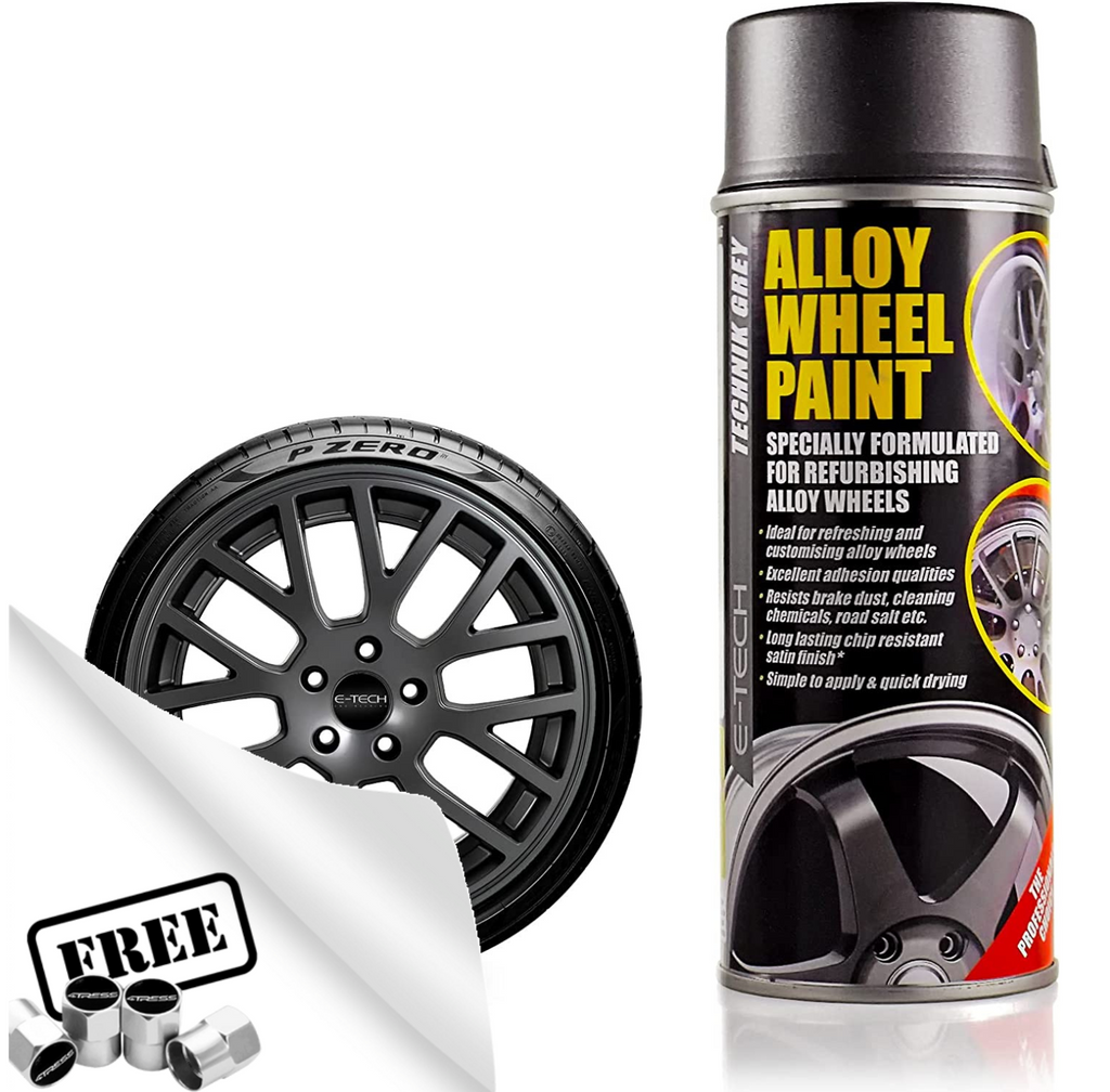 ETech BLACK Car Alloy Wheel Wheels Refurbishment Spray Paint Lacquer