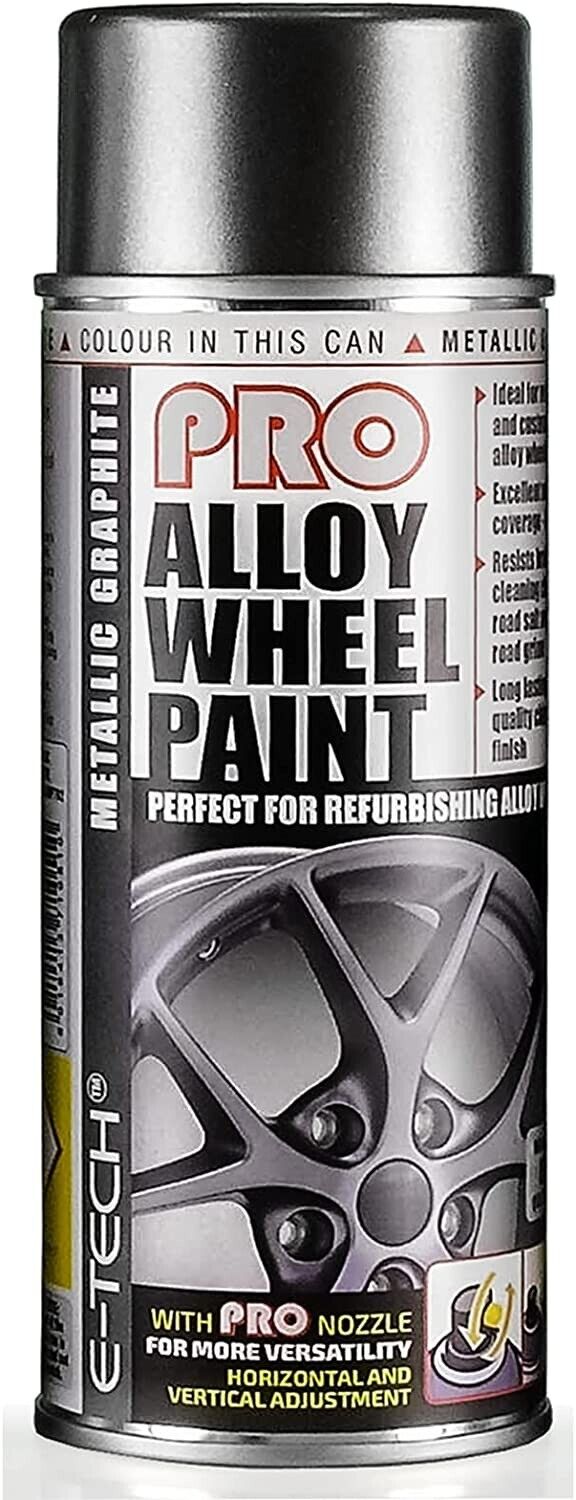 E-Tech PRO 702 Metallic Graphite Car 4x4 Alloy Wheel Wheels Spray Paint Can +Caps