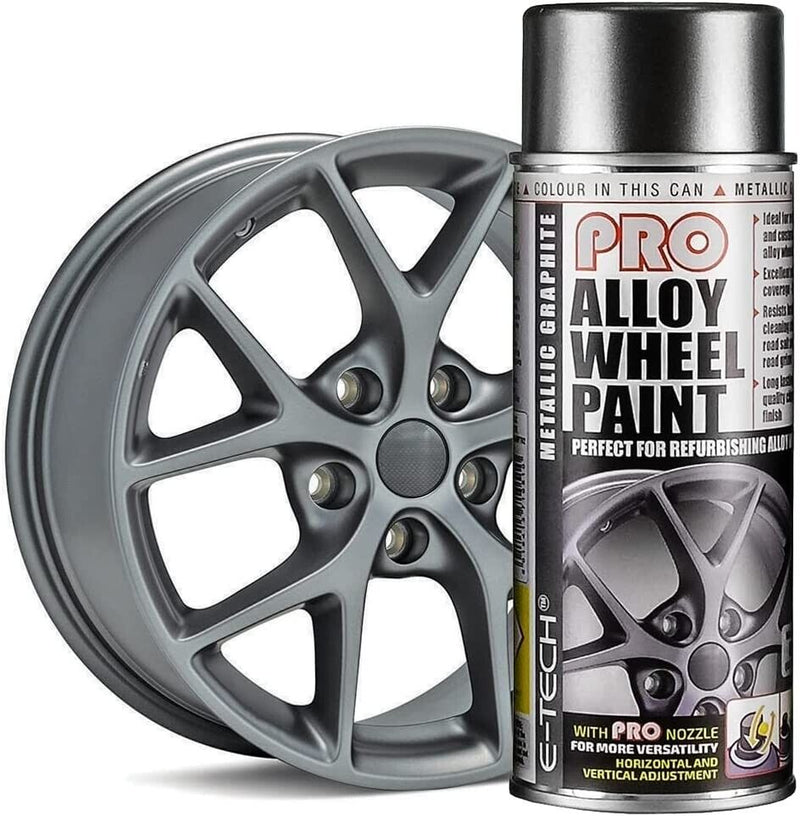 E-Tech PRO 702 Metallic Graphite Car 4x4 Alloy Wheel Wheels Spray Paint Can +Caps