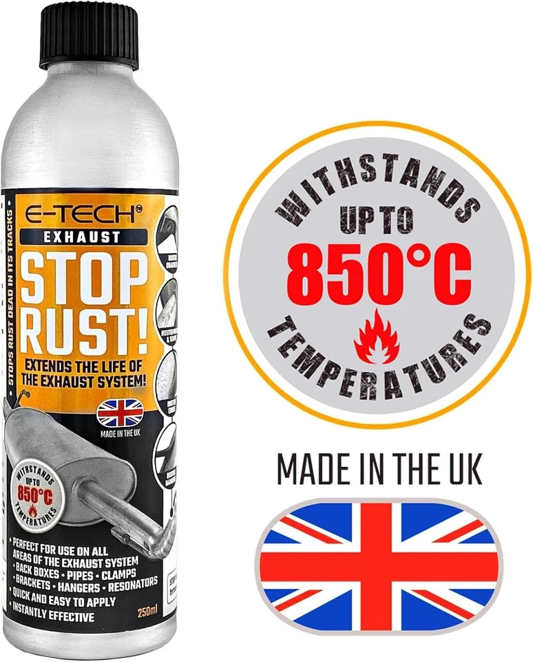 E-Tech Stop Rust Treatment Exhaust System 250ml Car Rust Protection