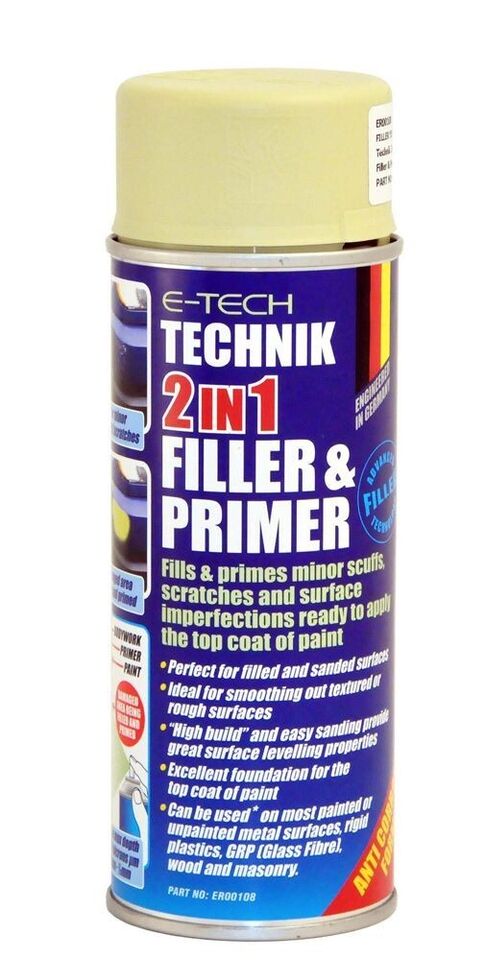 3x E-Tech TECHNIK 2 In 1 High Build Filler & Primer Spray Paint Can - Foto 7