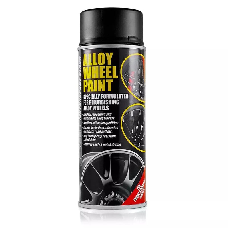 E-Tech BLACK Alloy Wheel Spray Paint + Repair Filler Putty Refurbishment + Caps