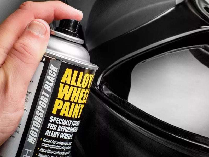E-Tech BLACK Alloy Wheel Spray Paint + Repair Filler Putty Refurbishment + Caps