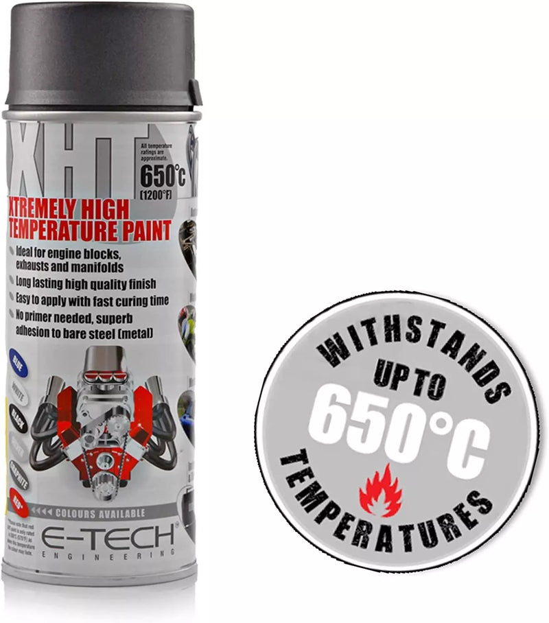 2x E-Tech GRAPHITE High Temperature VHT XHT Spray Paint Engine Block Exhaust Can