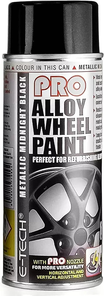 E-Tech PRO 704 Metallic Midnight Black Car Alloy Wheel Wheels Spray Paint Can
