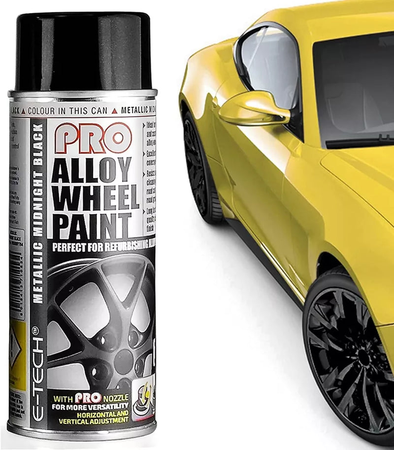 E-Tech PRO 704 Metallic Midnight Black Car Alloy Wheel Wheels Spray Paint Can