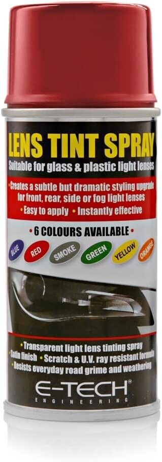 E-Tech Car Headlight Tail Light Lamp Glass Plastic Lens RED Tint Tinting Spray Can +Caps