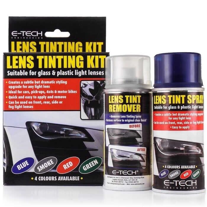 E-Tech Car Headlight Tail Light Lamp Glass Plastic Lens BLUE Tint Tinting Spray Kit +Caps