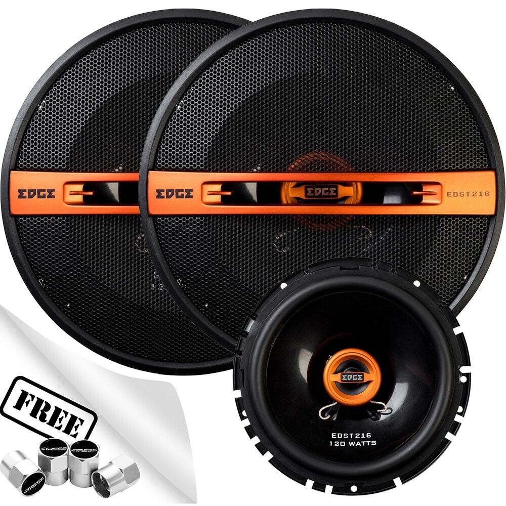 Edge Audio EDST216-E6 6 6.5" 165mm 240w Car Van Door Coaxial Orange Speakers Set +Caps