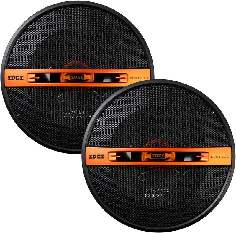 Edge Audio EDST216-E6 6 6.5" 165mm 240w Car Van Door Coaxial Orange Speakers Set +Caps