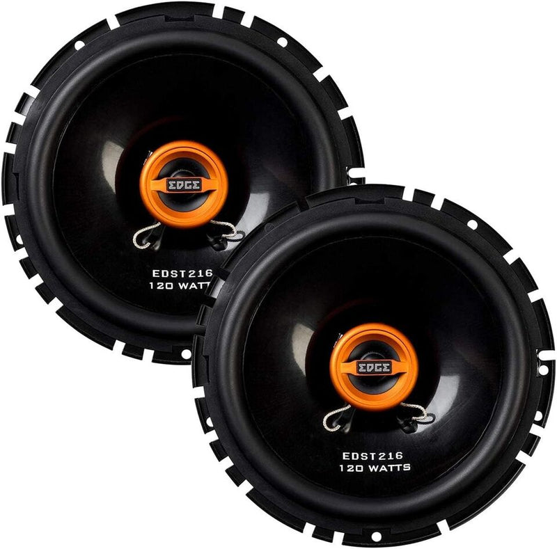 Edge Audio EDST216-E6 6 6.5" 165mm 240w Car Van Door Coaxial Orange Speakers Set +Caps