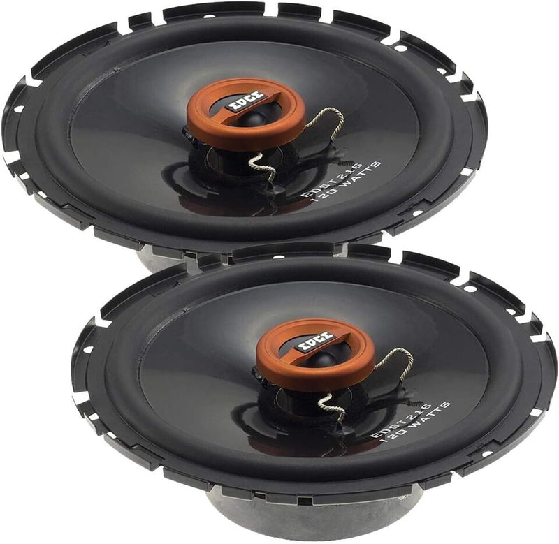 Edge Audio EDST216-E6 6 6.5" 165mm 240w Car Van Door Coaxial Orange Speakers Set +Caps