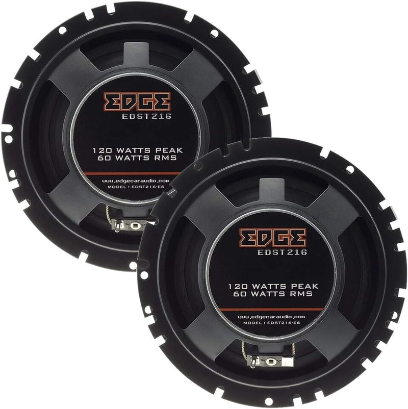 Edge Audio EDST216-E6 6 6.5" 165mm 240w Car Van Door Coaxial Orange Speakers Set +Caps