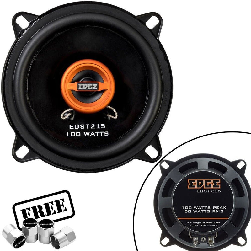 Edge Audio EDST215-E6 5 5.25" 130mm 200w Car Van Door Coaxial Orange Speakers Set +Caps