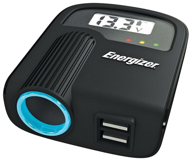 Energizer 50501 12v 24v Car Lighter Socket Twin USB & Voltage Monitor Power Adapter +Caps