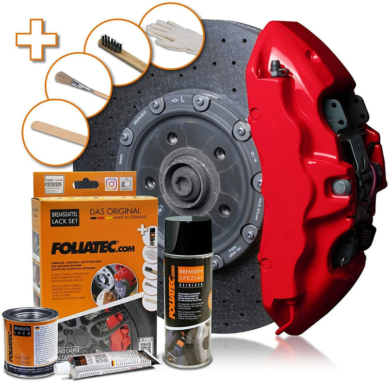 Foliatec Rosso Red 2160 Car Bike Engine Brake Caliper High Temp Paint Lacquer Kit +Caps